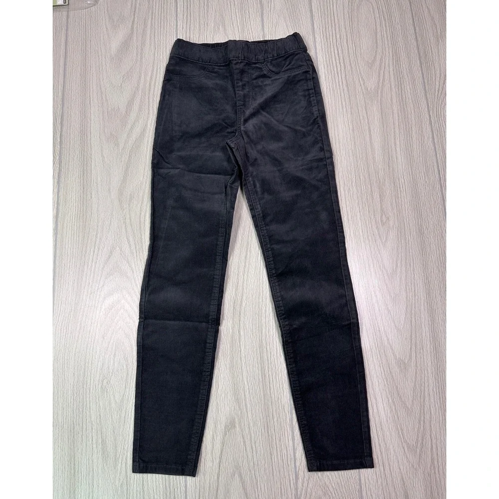 HM Kids‎ black Corduroy Pull On Leggings Adjustable Waist Size 8 8-9Y
